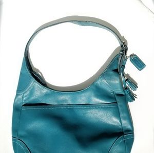 Coach teal leather shoulder bag
